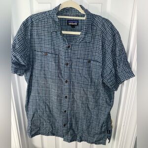 Patagonia Men's Casual Blue Checkered Shirt